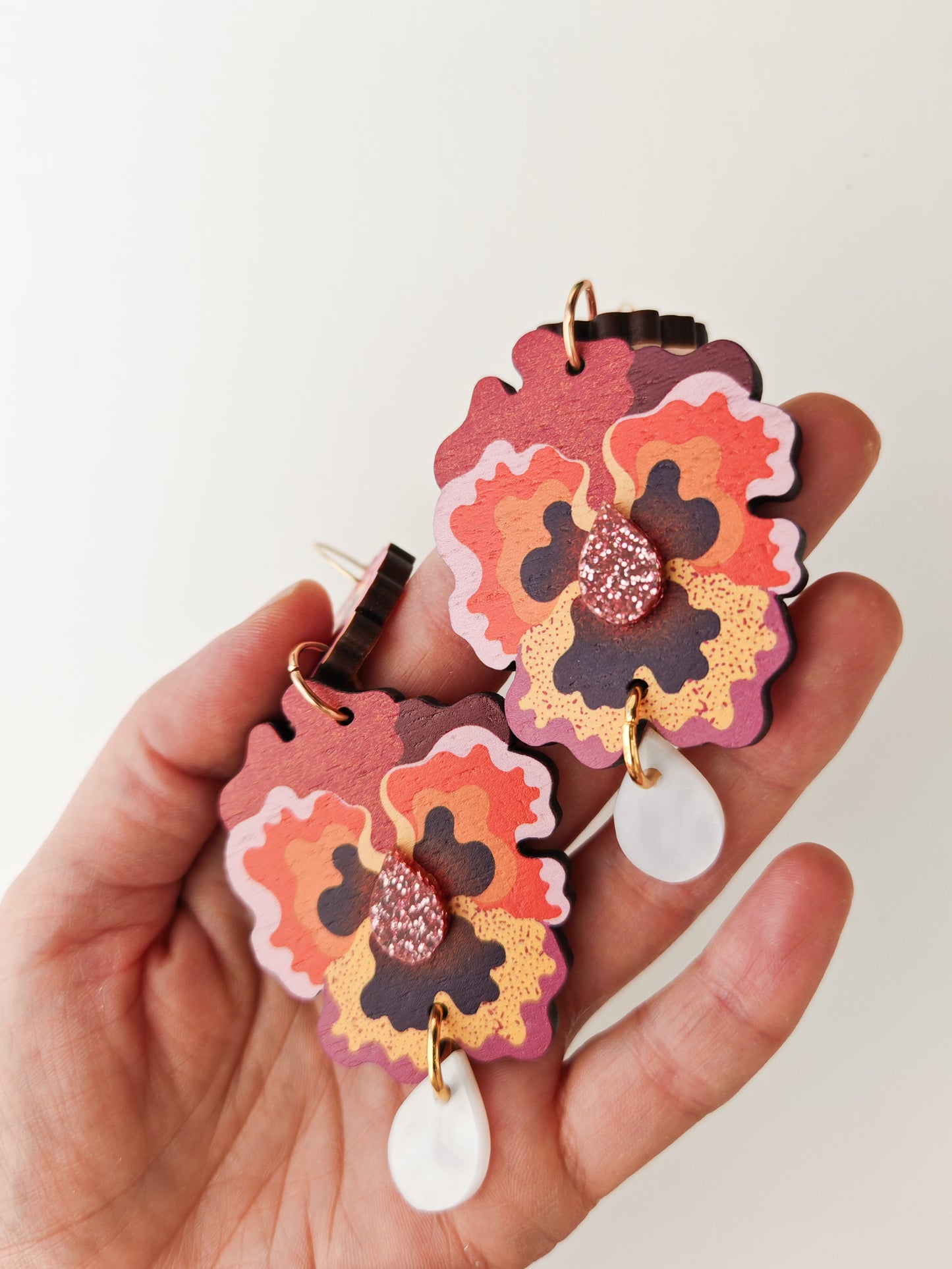 orange pansy earrings HEAVY GRAIN