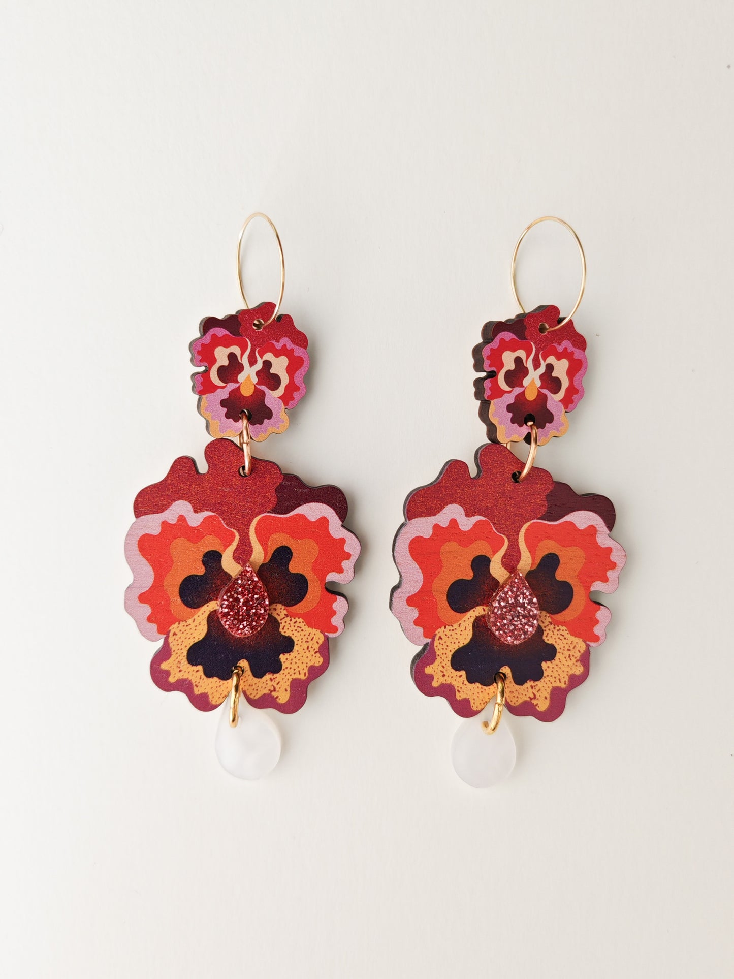 orange pansy earrings HEAVY GRAIN