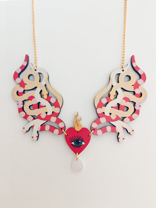 albino snake heart necklace NO FAULTS
