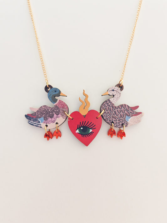 ducky in love necklace FAULT ON BACK