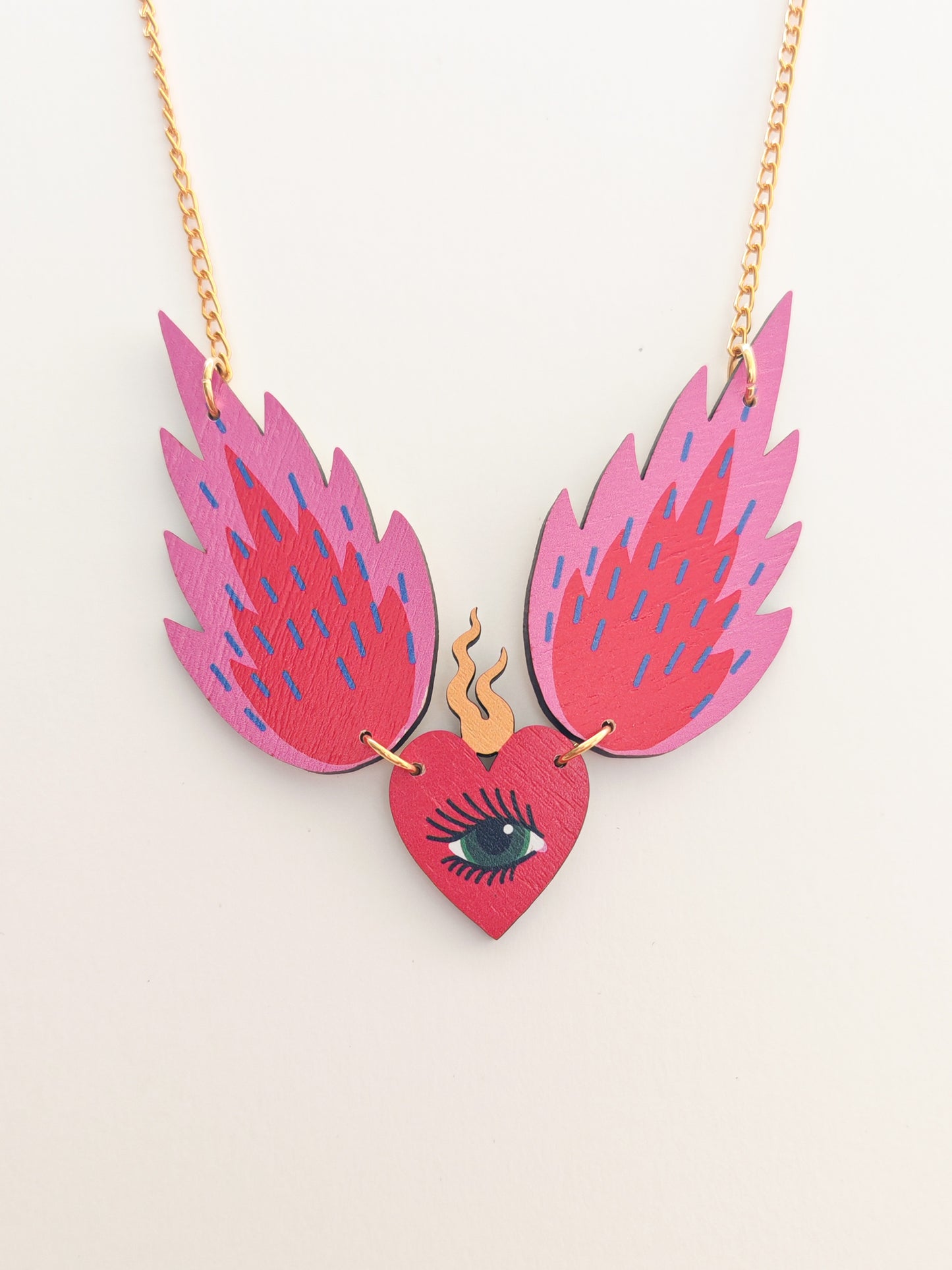 flaming heart necklace PAINT CHIP