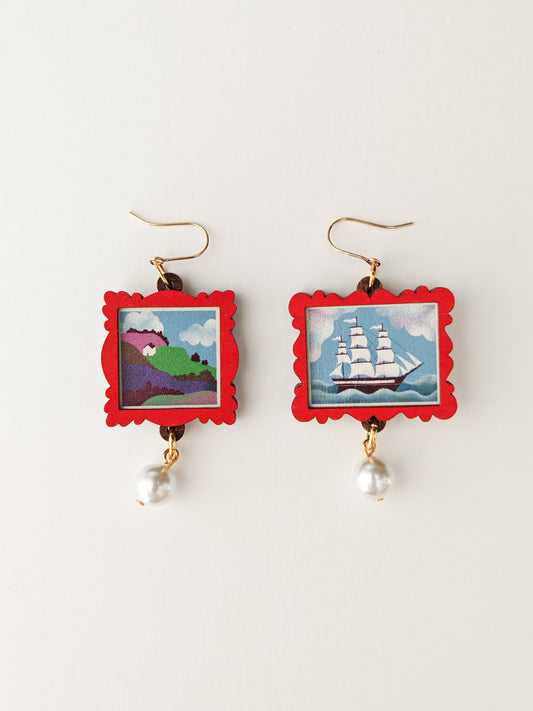 landscape / seascape frame earrings NO FAULTS