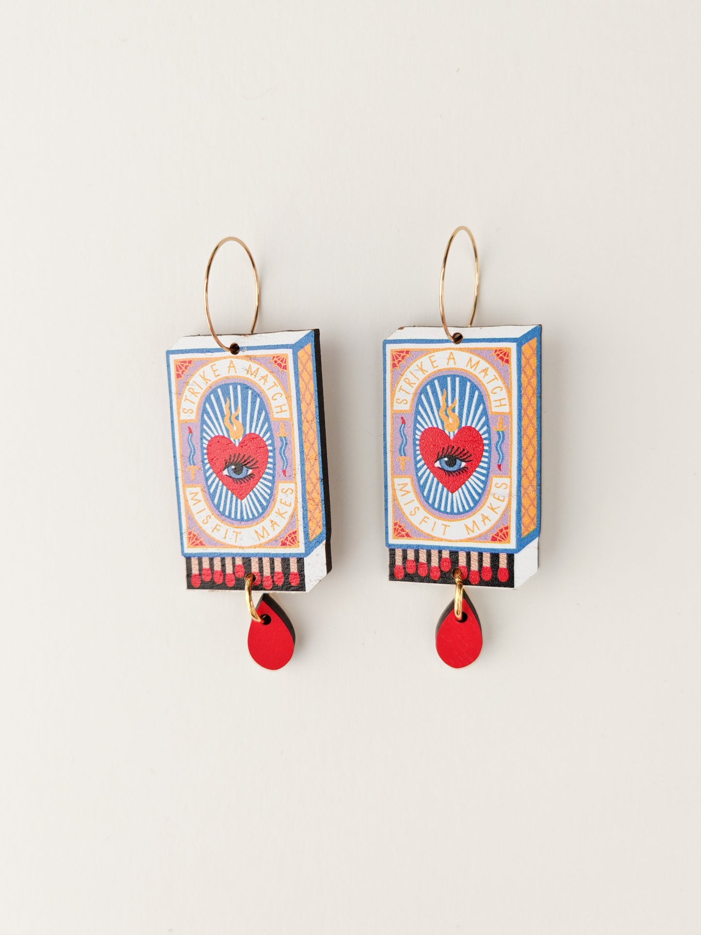 matchbox earrings FAULT ON BACK / PAINT CHIPS