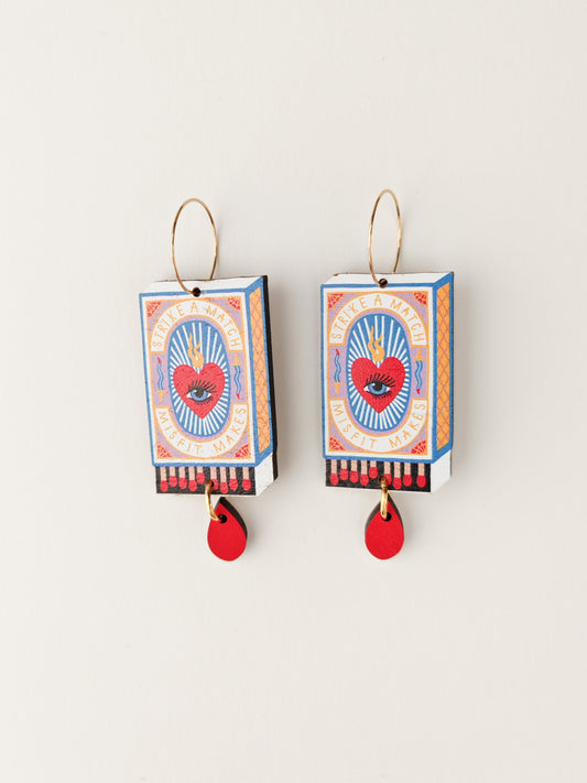 matchbox earrings FAULT ON BACK / PAINT CHIPS