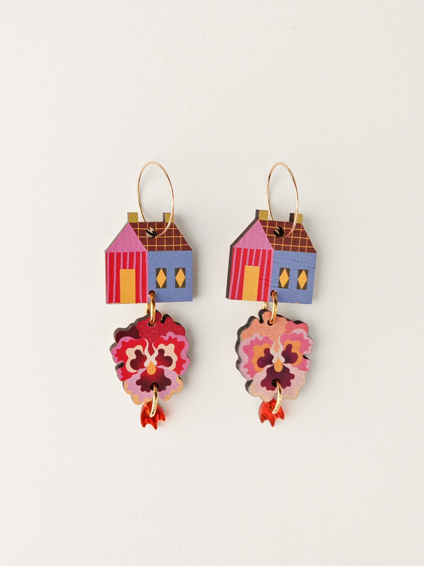 house pansy earrings PAINT CHIP