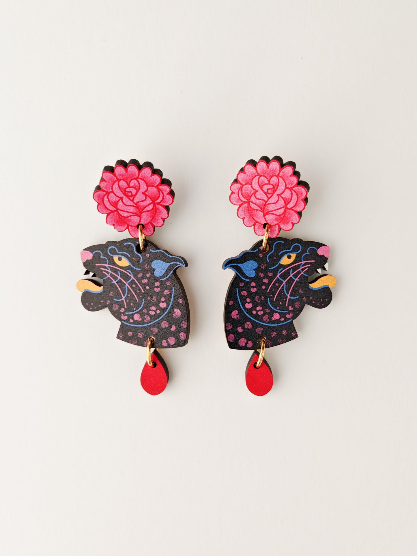 rose and panther earrings PAINT CHIP
