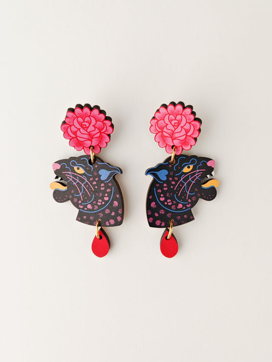 rose and panther earrings PAINT CHIP