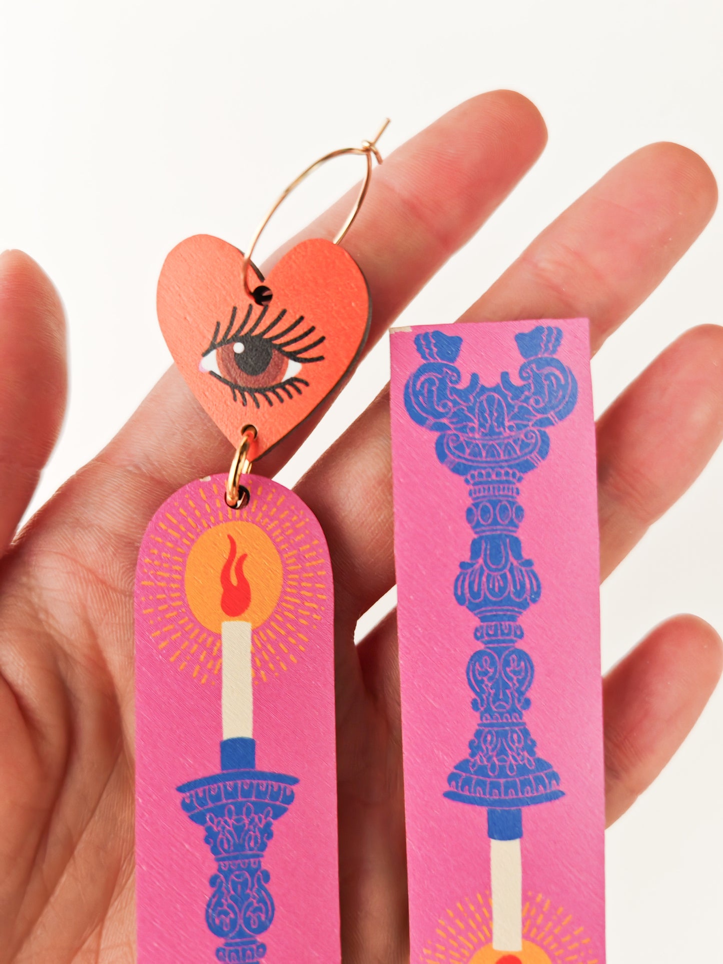 candle heart earrings PAINT CHIP