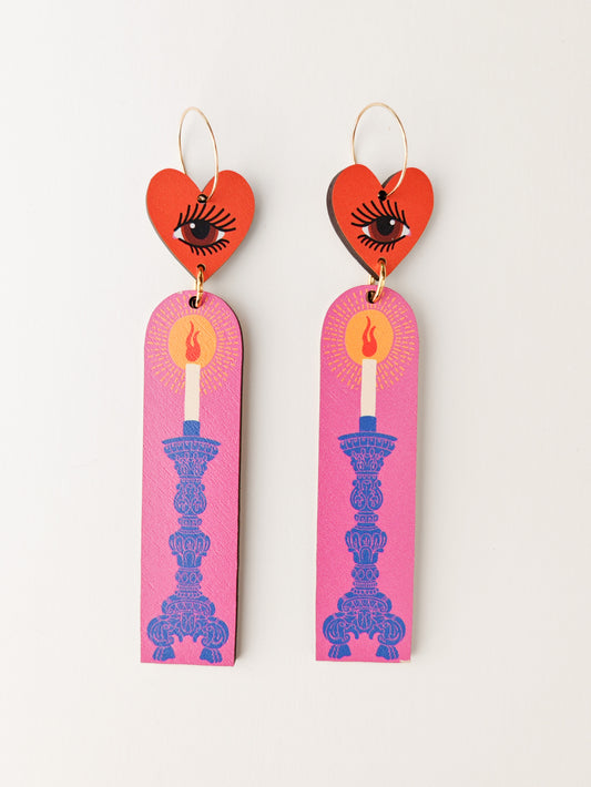 candle heart earrings PAINT CHIP