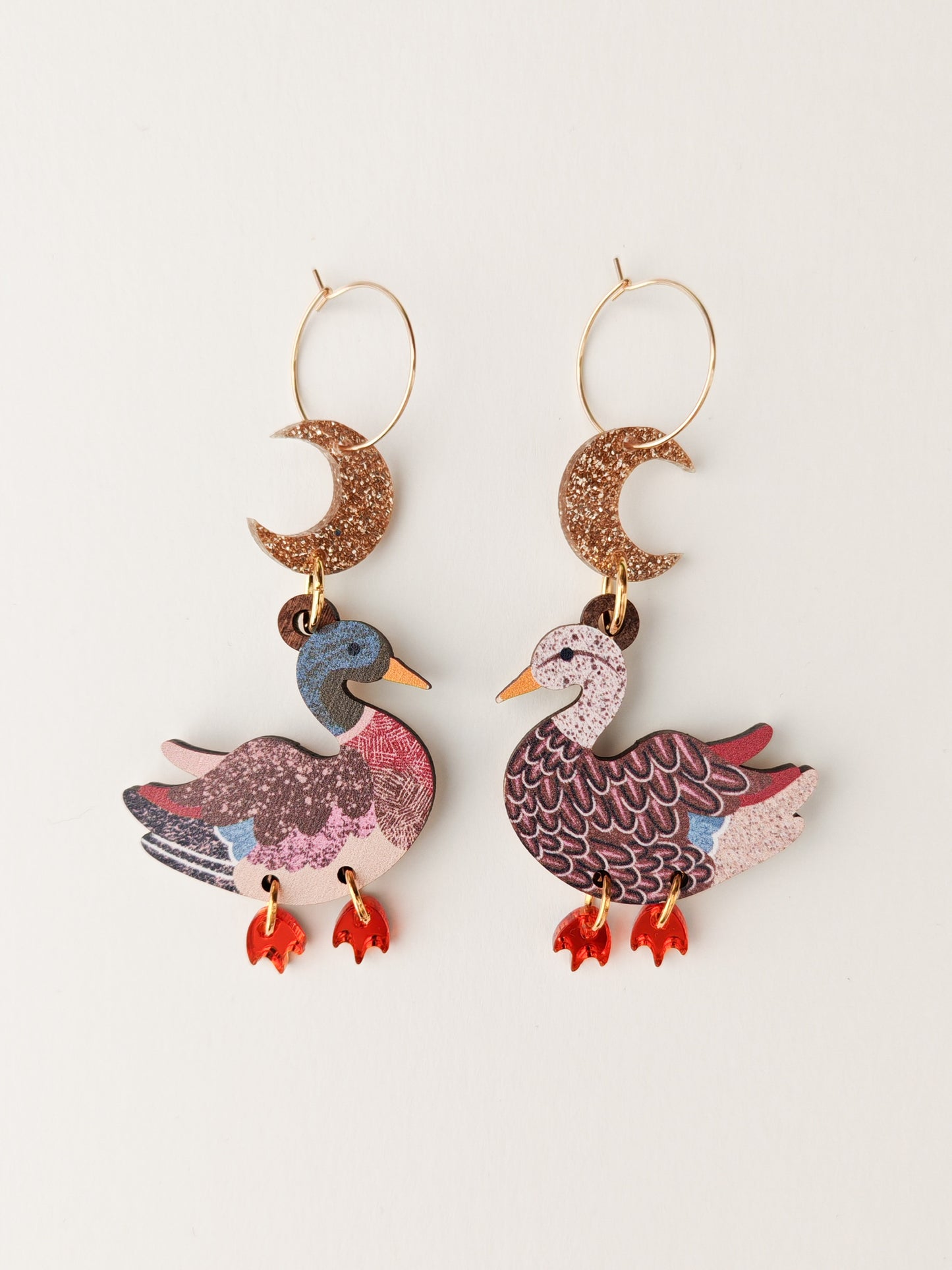 moon duck earrings FAULT ON BACK