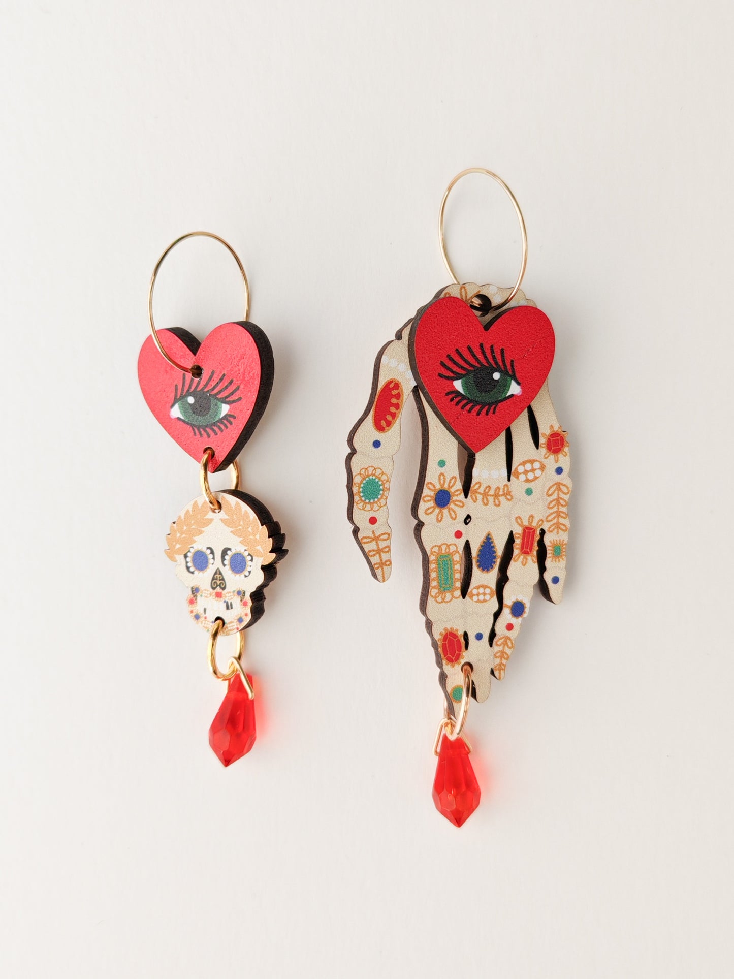 skeleton heart earrings WOOD SCAR