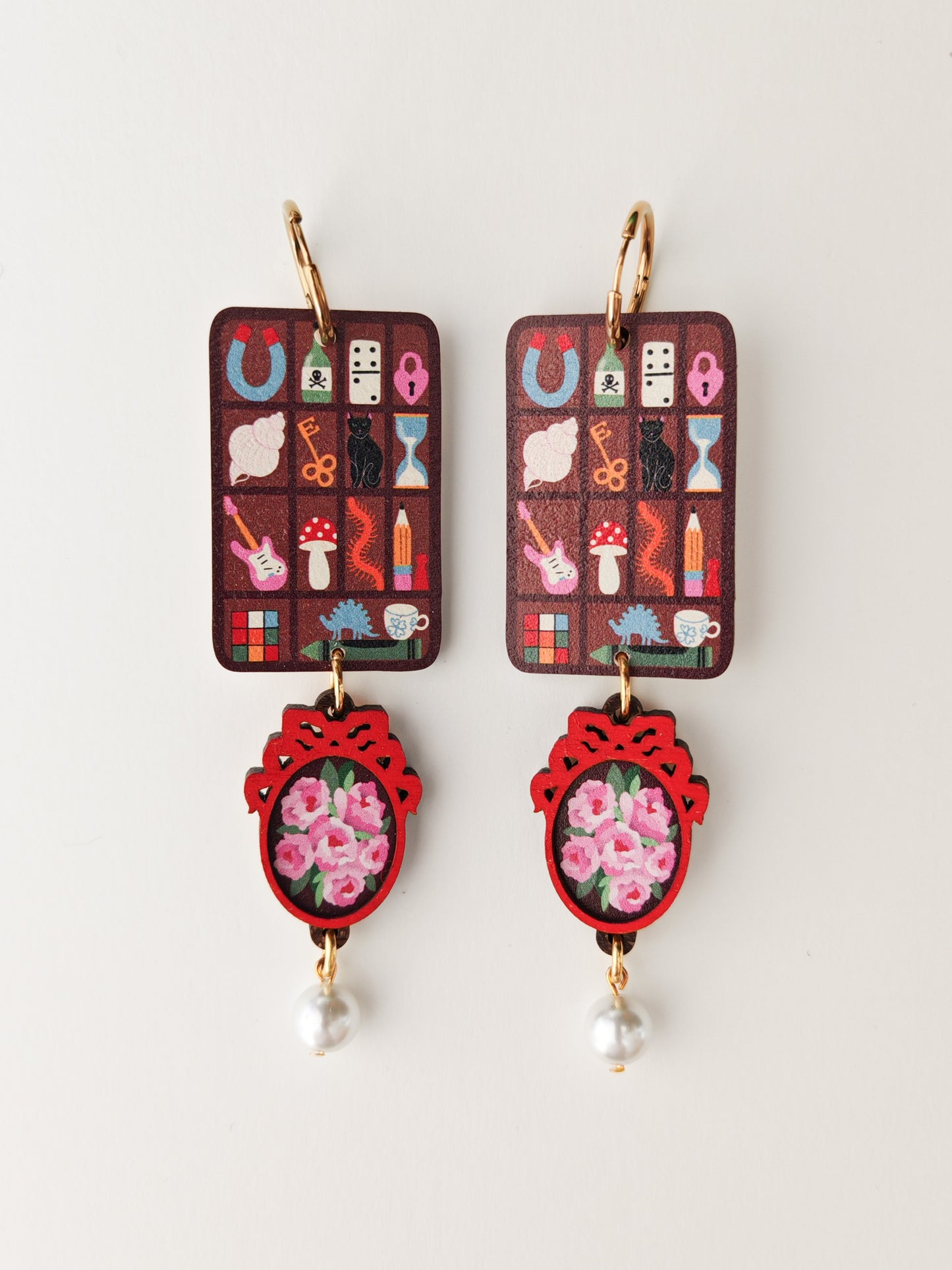 trinkets, roses and pearls earrings HEAVY GRAIN