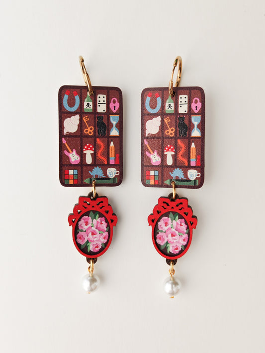 trinkets, roses and pearls earrings HEAVY GRAIN