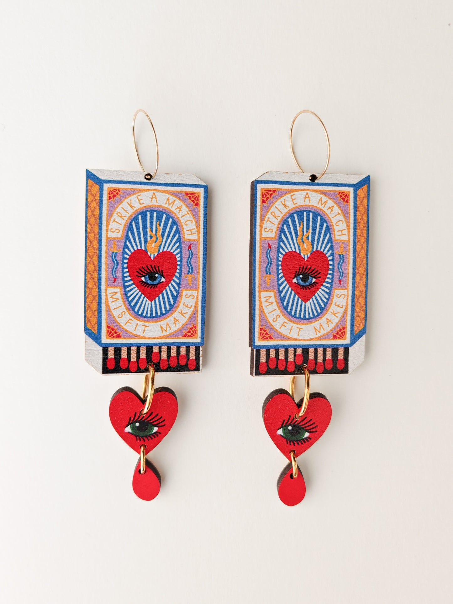 matchbox and heart earrings HEAVY GRAIN