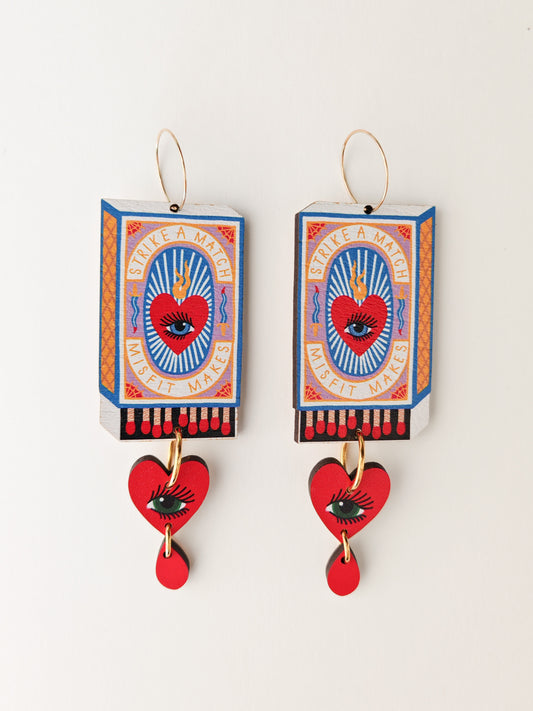 matchbox and heart earrings HEAVY GRAIN