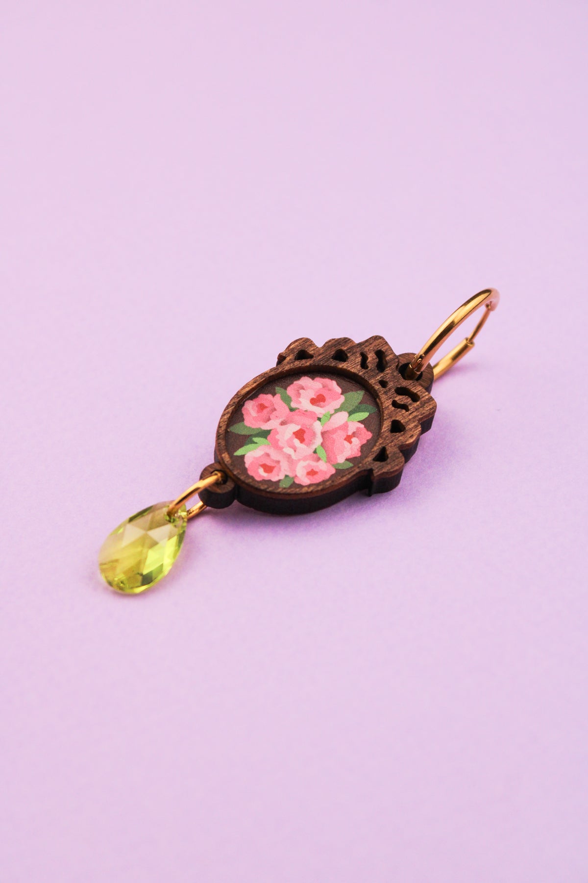 Single Wooden Framed Roses Earring PRE ORDER