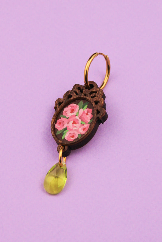Single Wooden Framed Roses Earring PRE ORDER