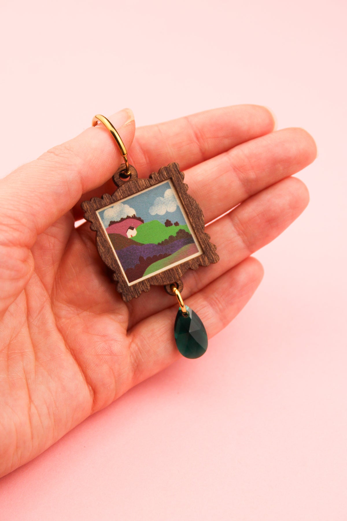 Single Wooden Framed Landscape Earring PRE ORDER