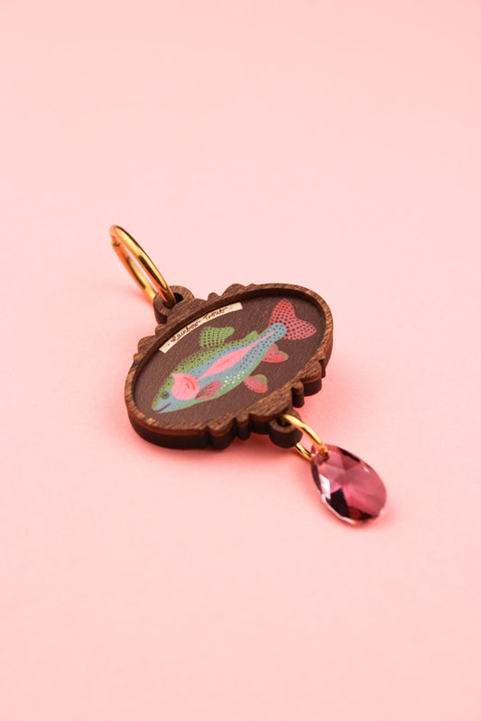 Single Wooden Framed Rainbow Trout Earring PRE ORDER