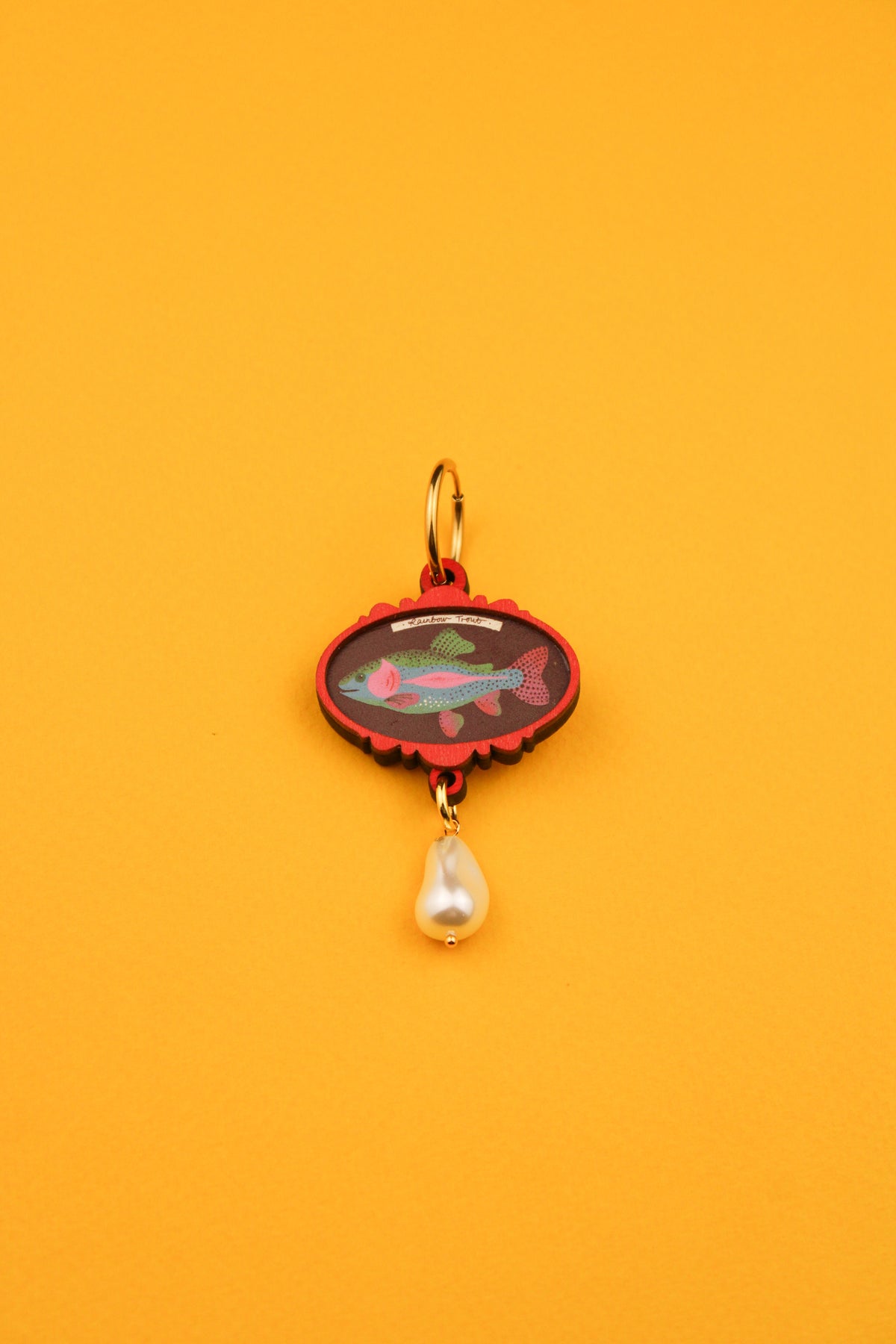 Single Red Framed Rainbow Trout Earring PRE ORDER