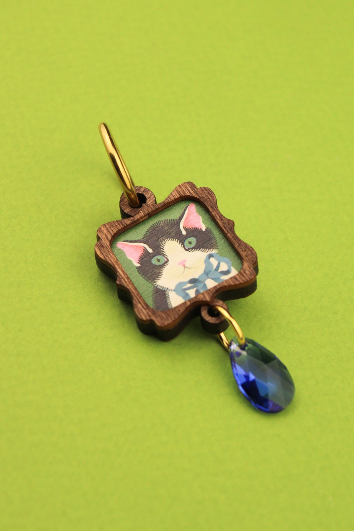 Single Wooden Framed Cat Earring PRE ORDER