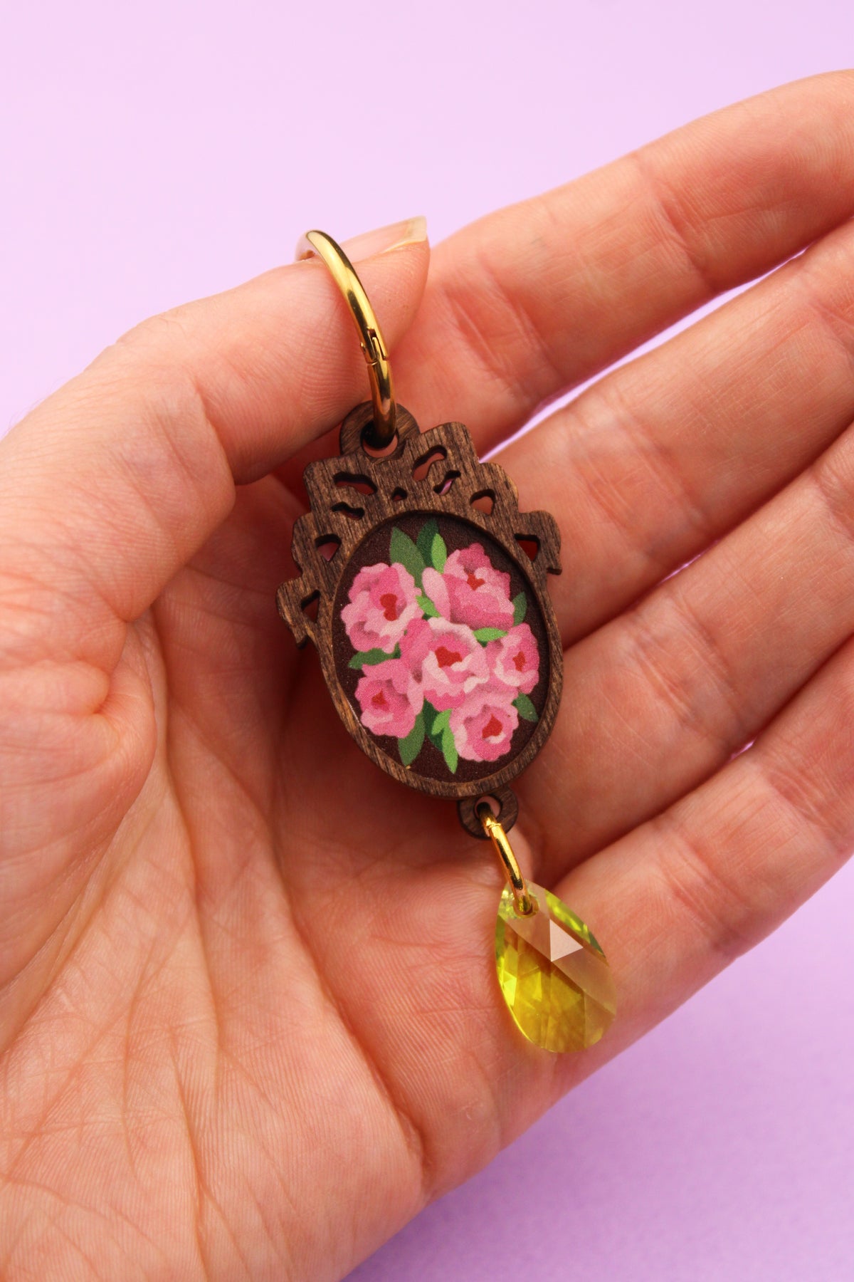 Single Wooden Framed Roses Earring PRE ORDER