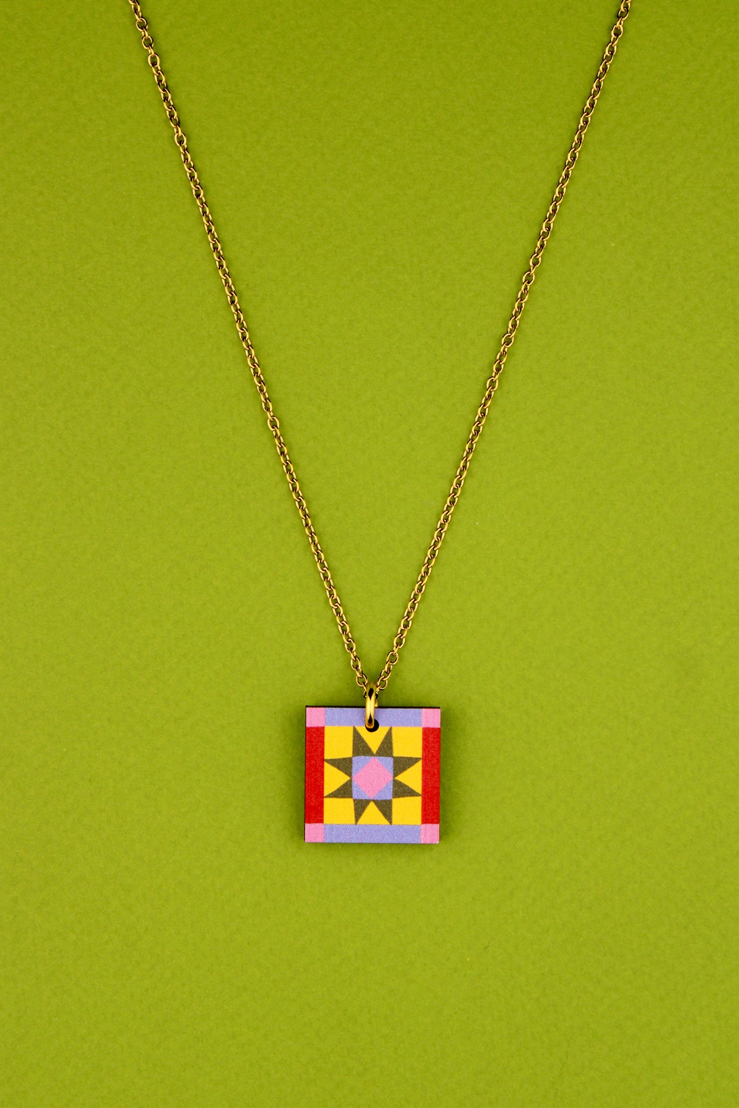 Sawtooth Star Pendant Yellow and Red