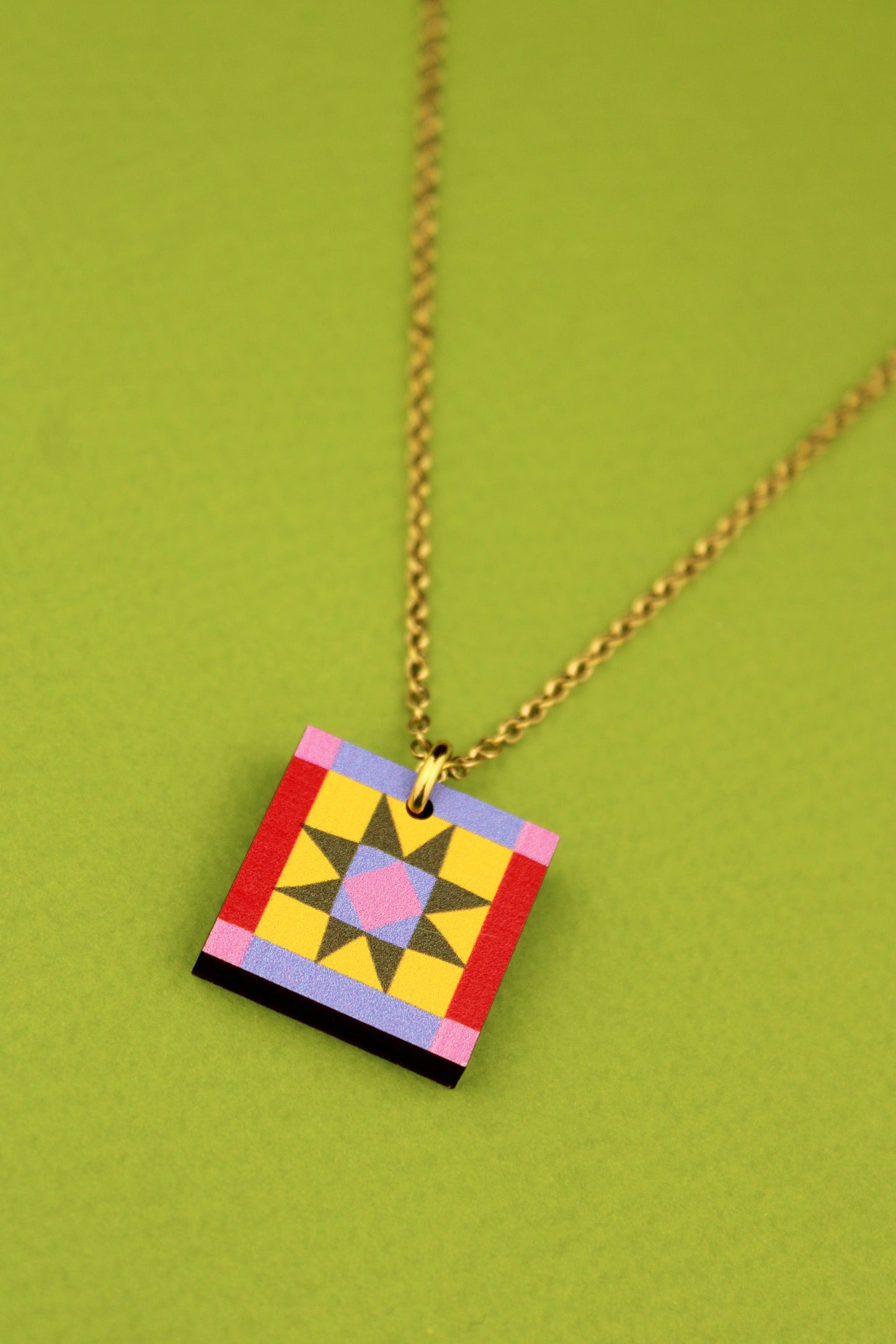 Sawtooth Star Pendant Yellow and Red