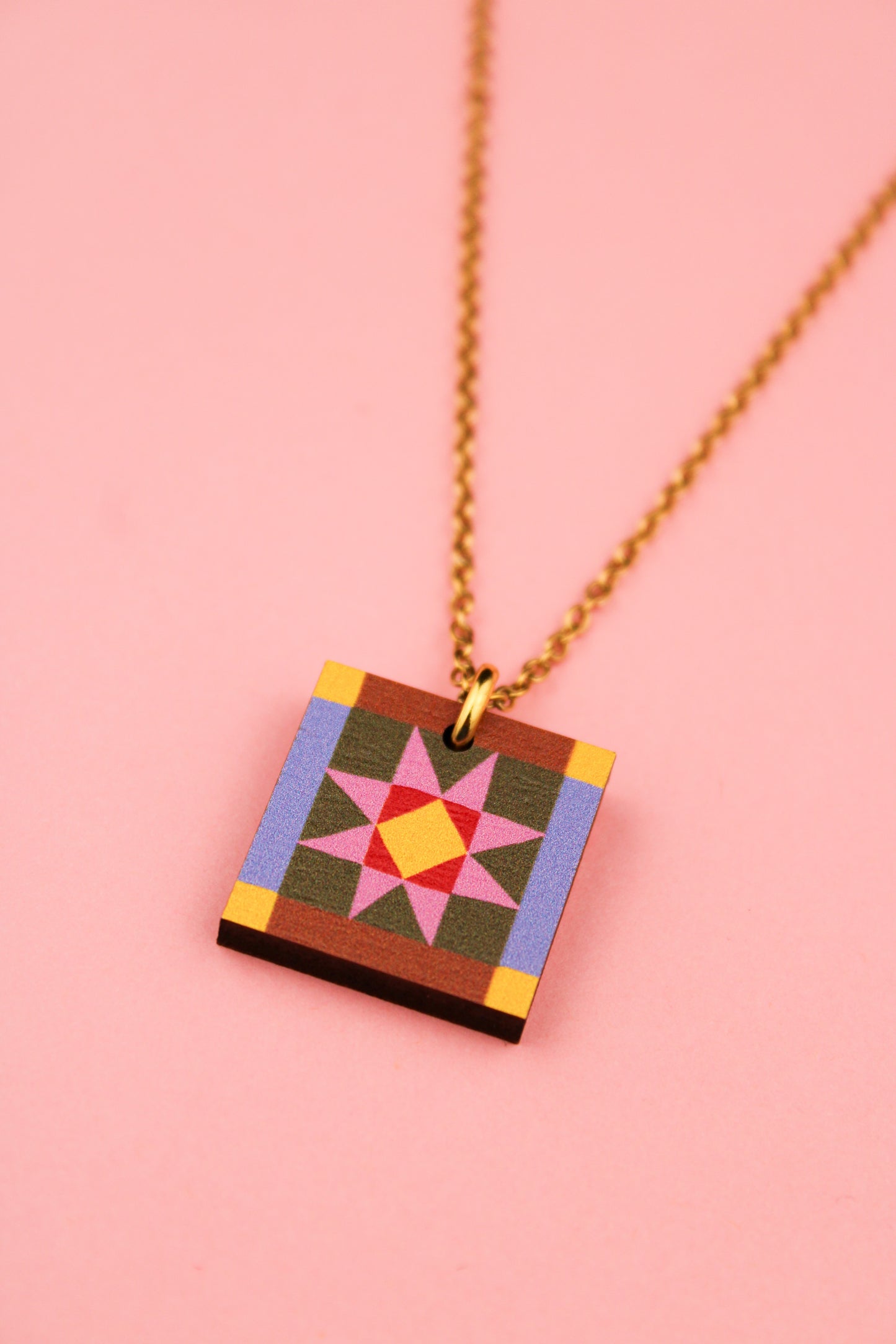 Sawtooth Star Pendant Brown and Blue