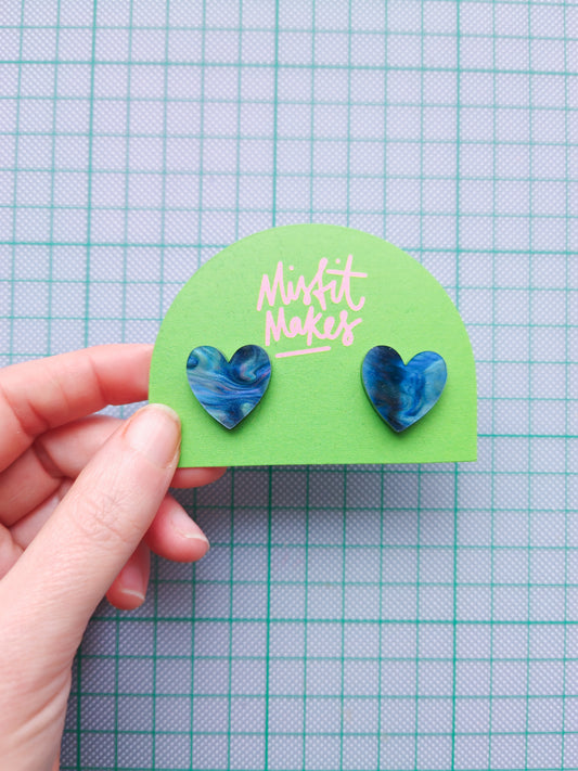 Galaxy Acrylic Heart Earrings NO FAULTS