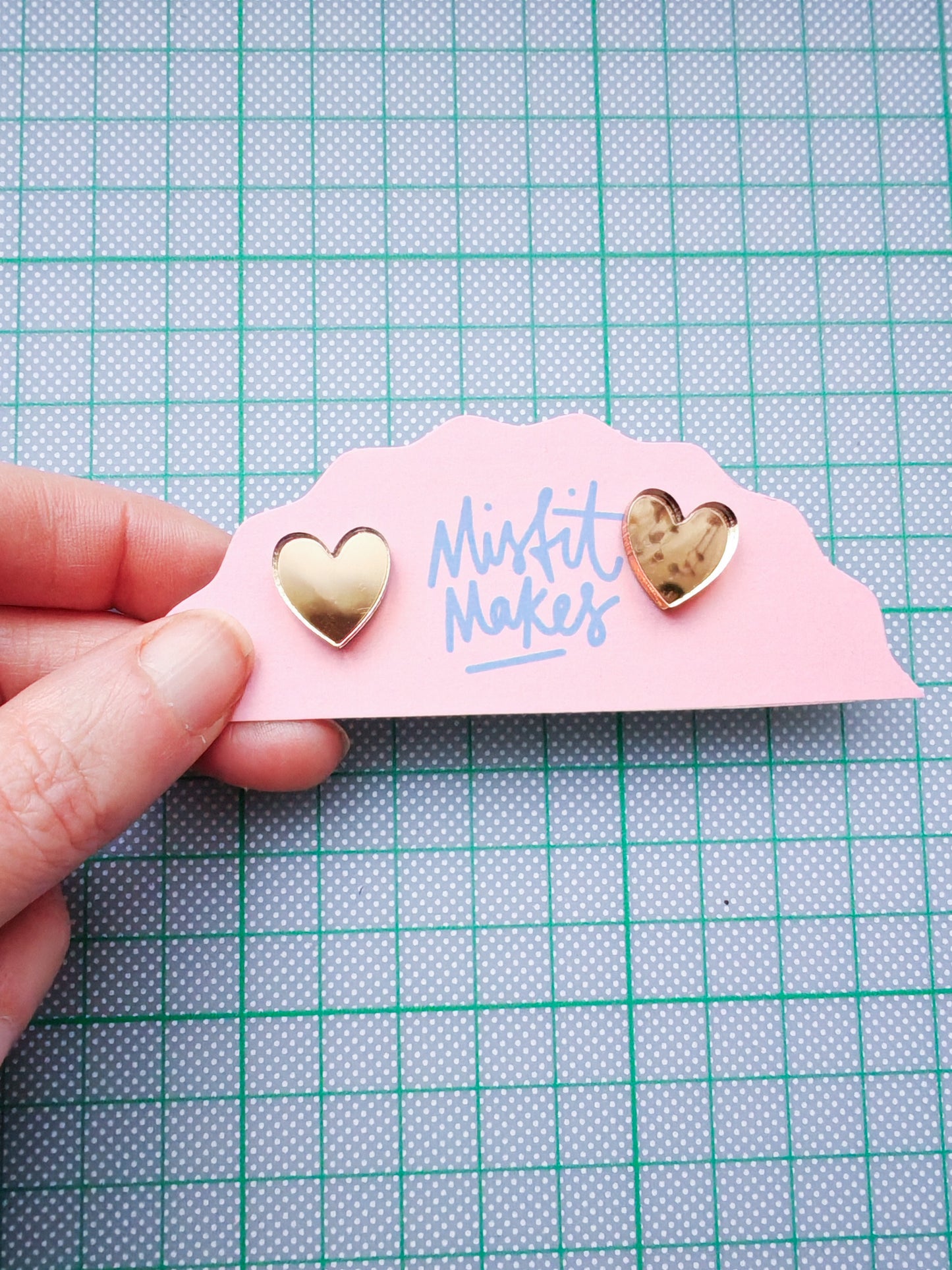 Gold Mirror Acrylic Heart Earrings NO FAULTS