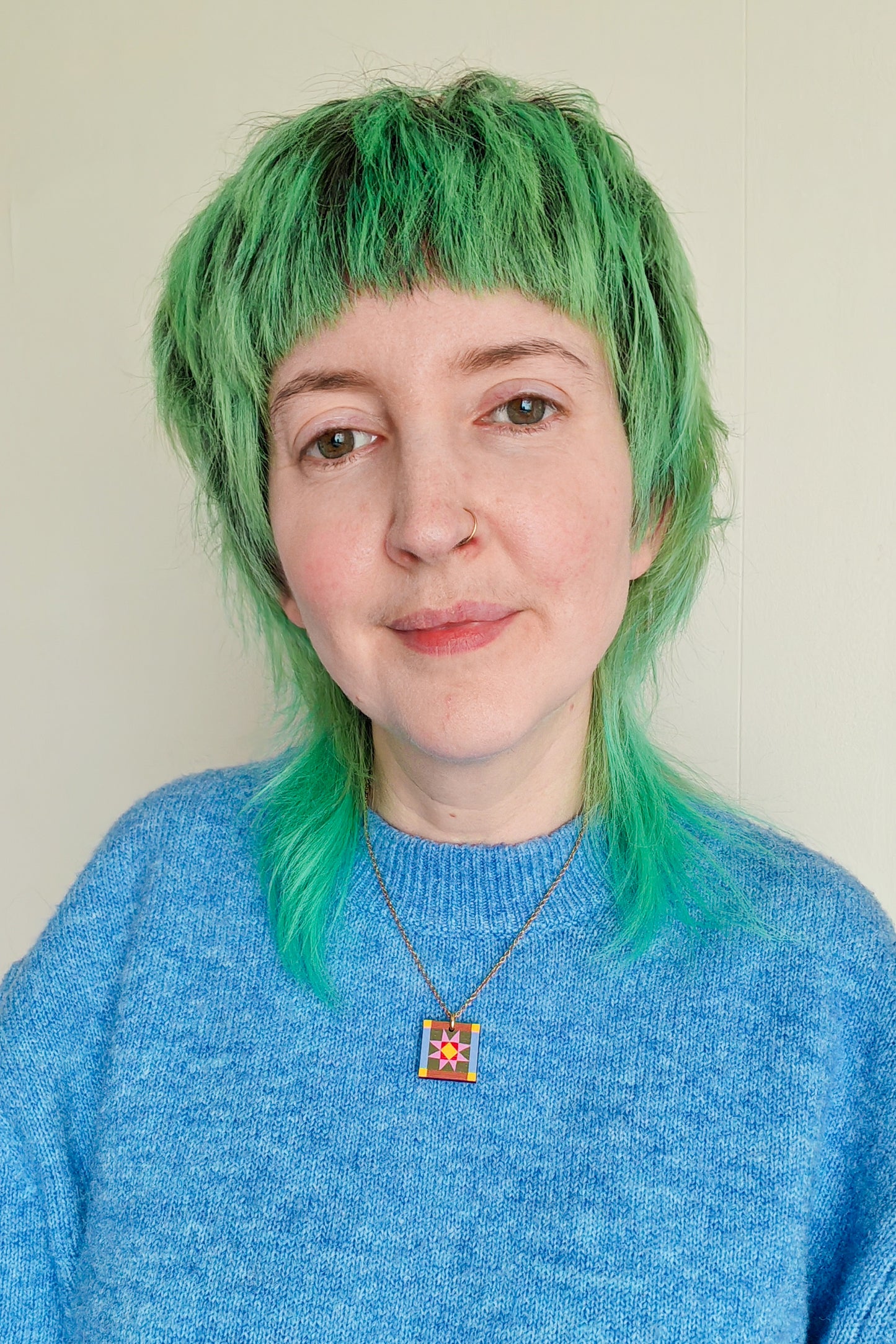 Sawtooth Star Pendant Brown and Blue