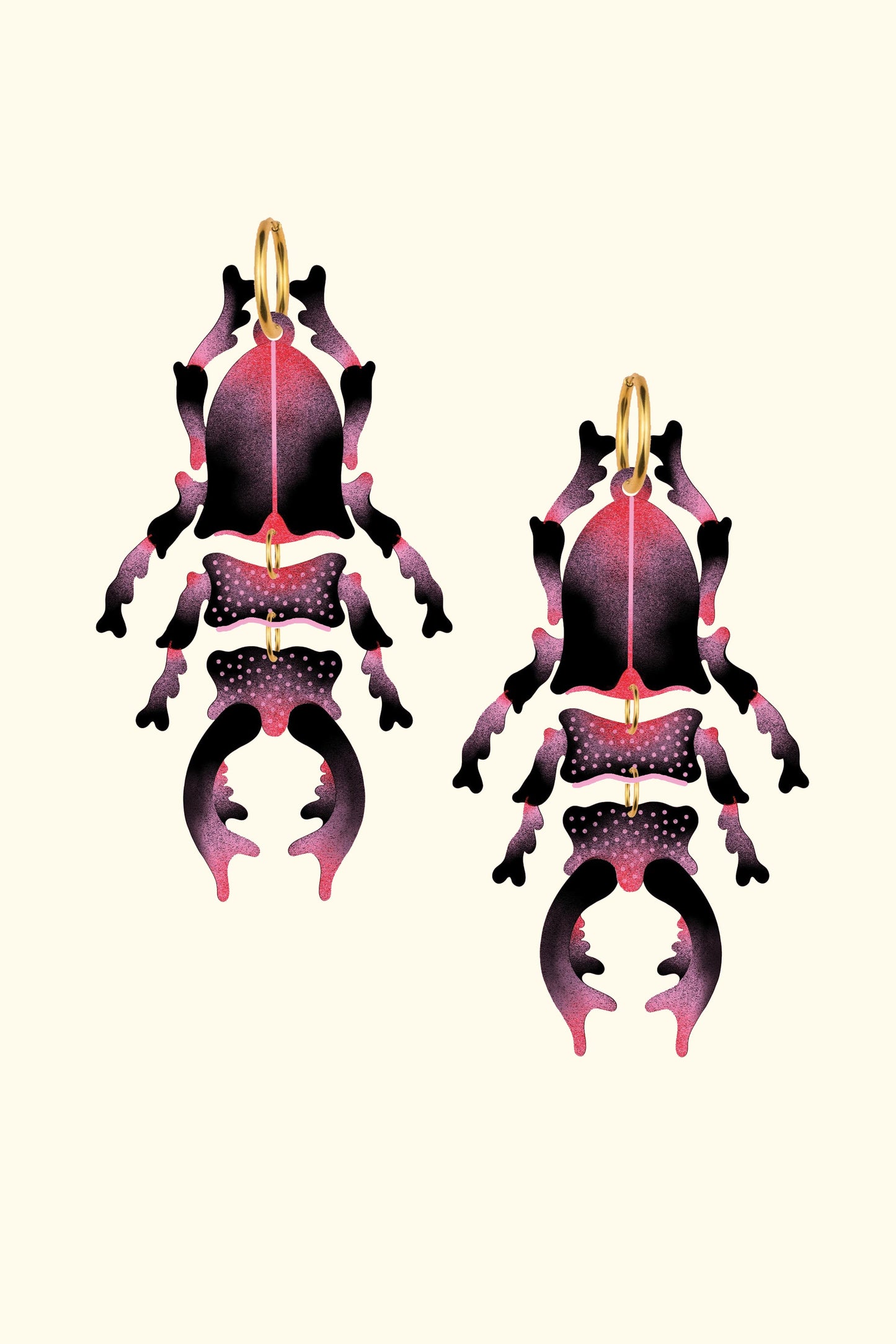 XL Stag Beetle Earrings Cherry Cola Colourway