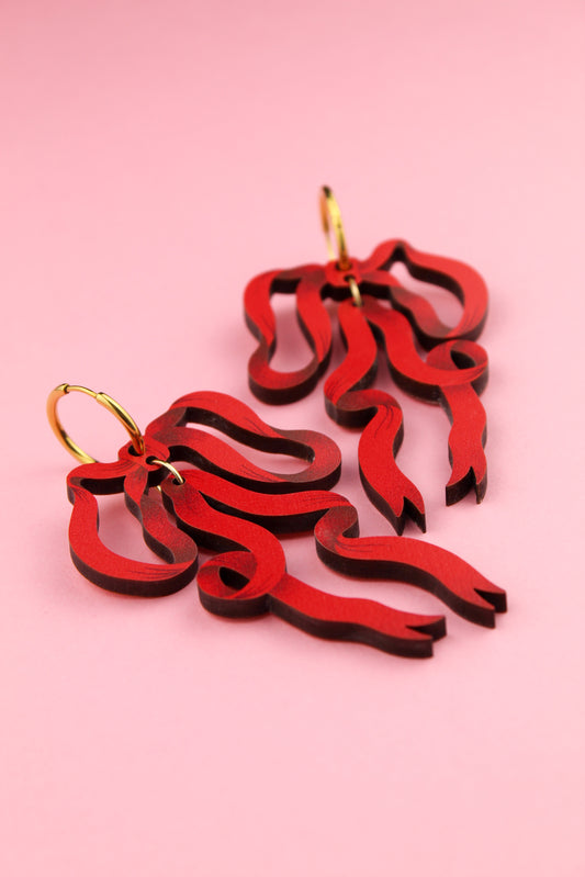 Red Bow Earrings