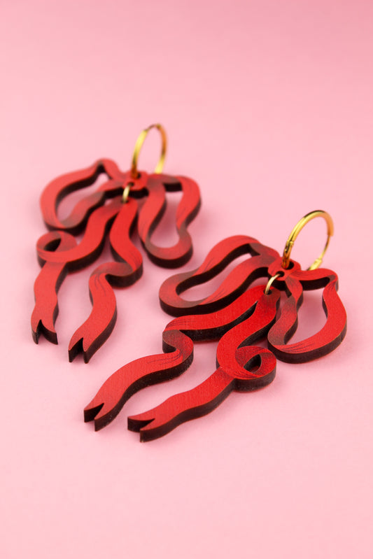 Red Bow Earrings
