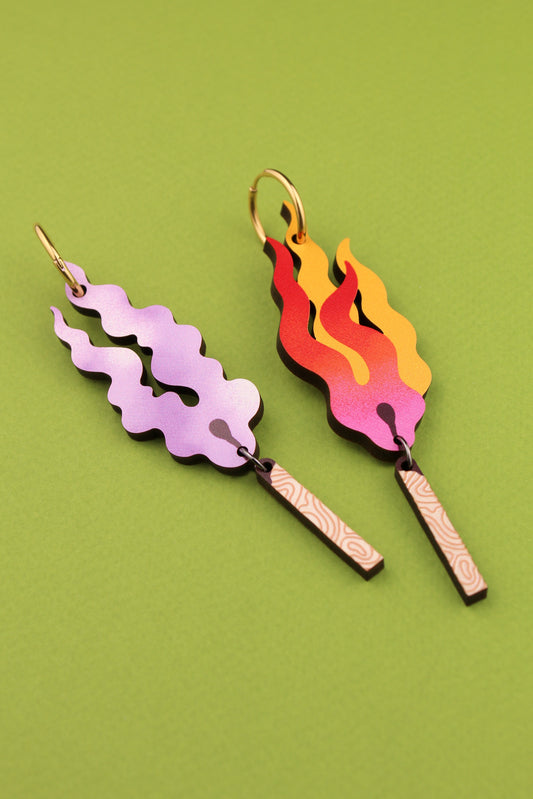 Lit  / Burn Out Mismatched earrings