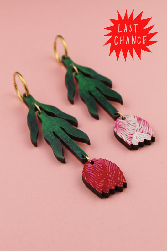 Red and Pink Tulip Earrings