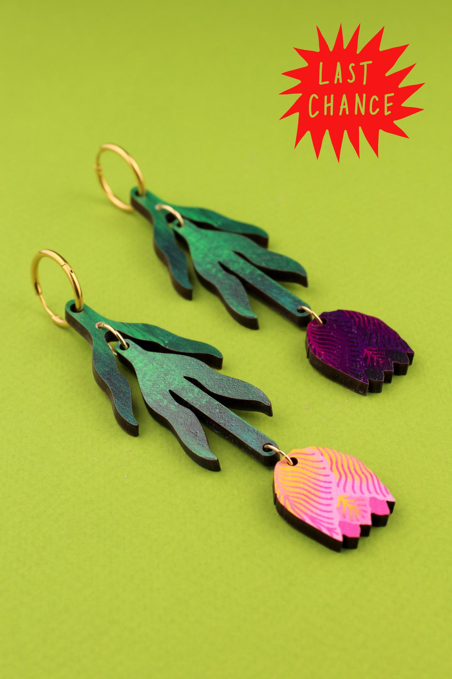Boucles d'oreilles tulipes violettes et pêche