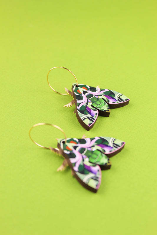 Oleander Hawk-moth Earrings