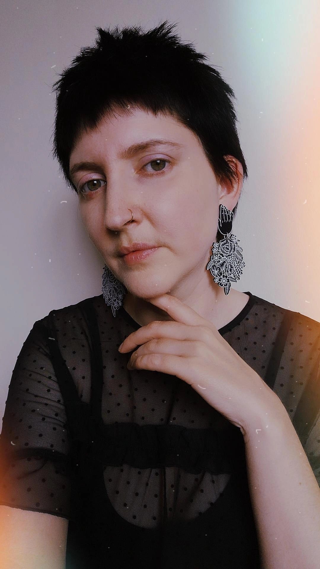 Floral Mourning Hand Earrings