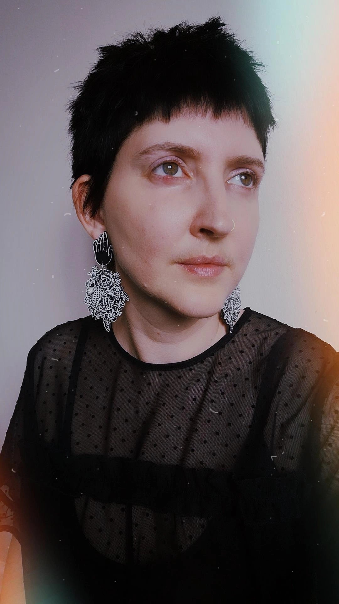 Floral Mourning Hand Earrings