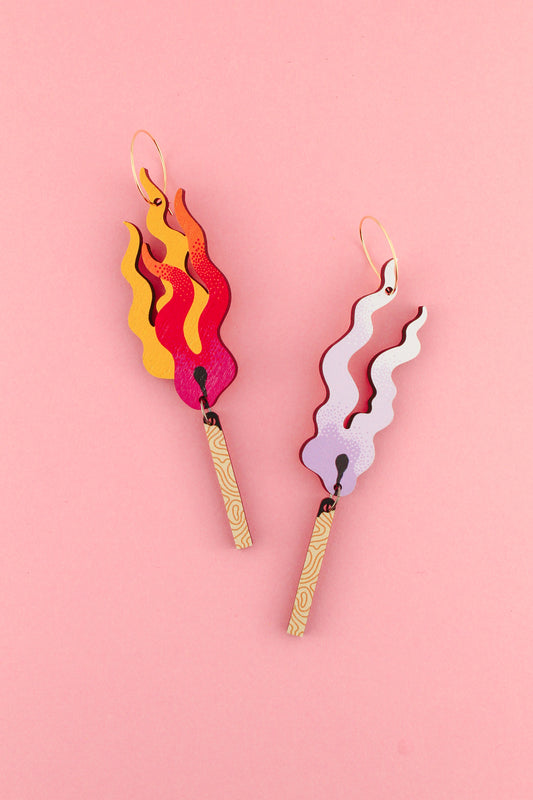 Lit  / Burn Out Mismatched earrings